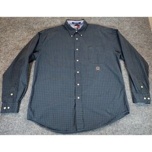 VTG Tommy Hilfiger Shirt Mens Large Green/Blue Checked Long Sleeve Button Down